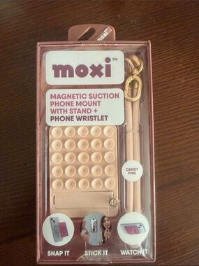 Moxi Candy Pink Magnetic Suction Phone Mount with Stand & Wristlet
